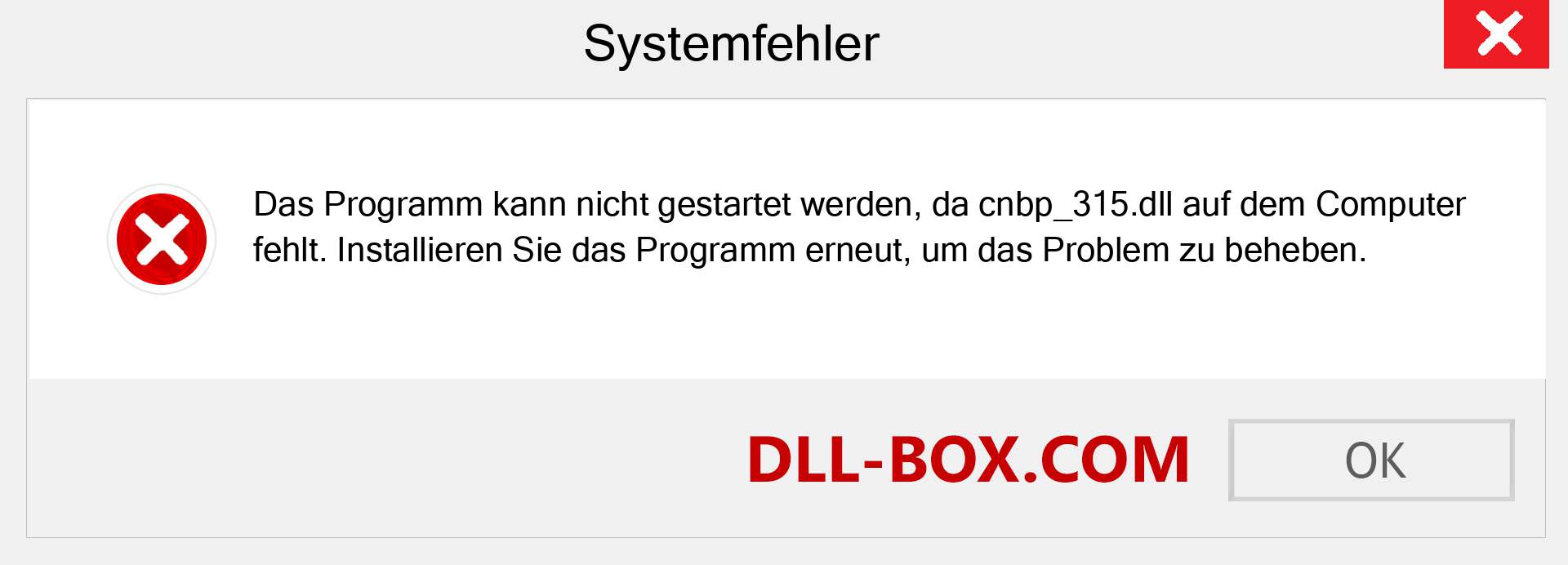 cnbp_315.dll-Datei fehlt?. Download für Windows 7, 8, 10 - Fix cnbp_315 dll Missing Error unter Windows, Fotos, Bildern